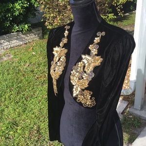 Beautiful velvet vintage cape-gold beaded appliqué